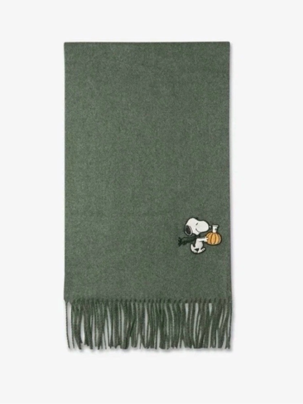 Peanuts Kids Olive Green Snoopy Pumpkin Scarf